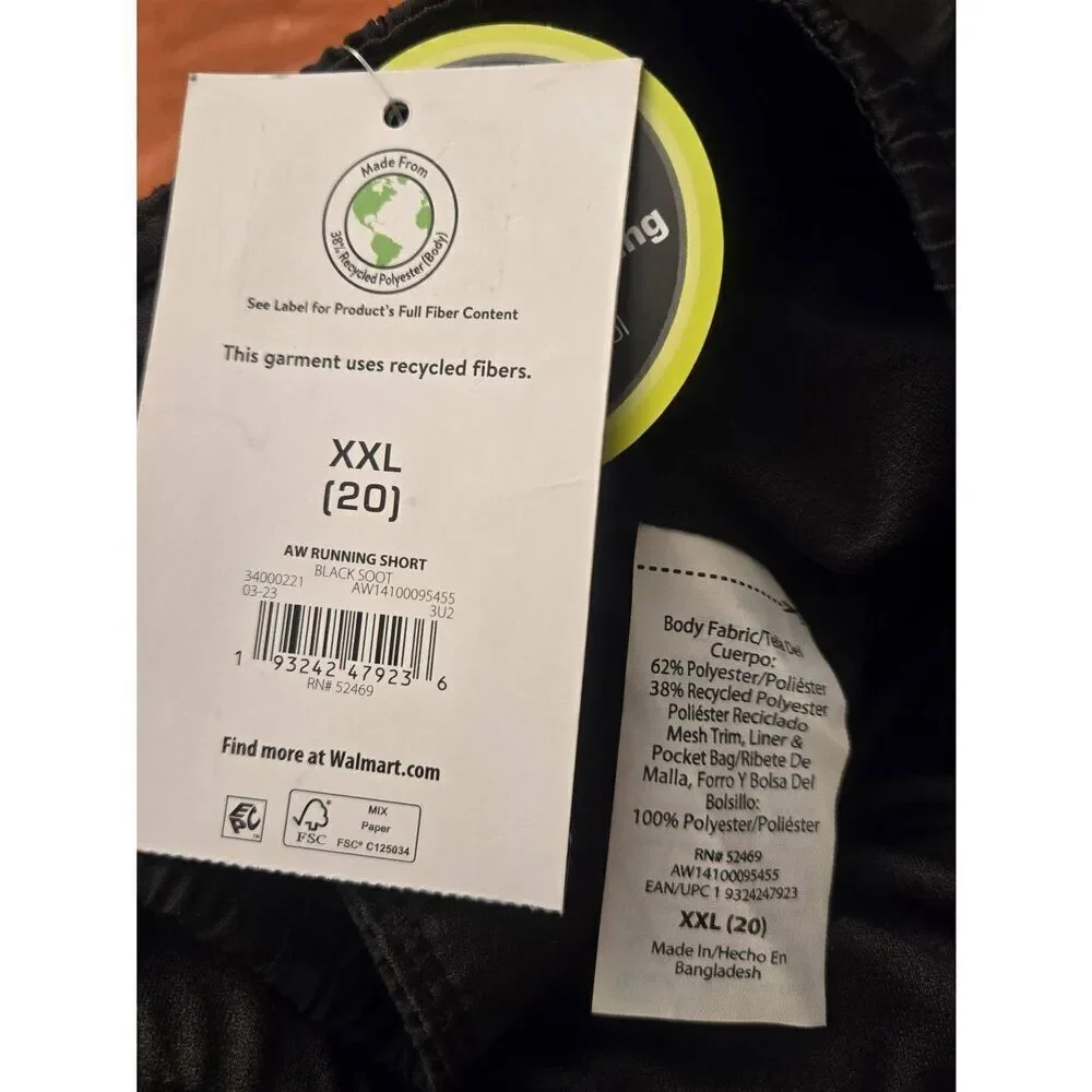 Athletic Works Women's PLUS Size 20 Black DriWorks Moisture Wicking Shorts